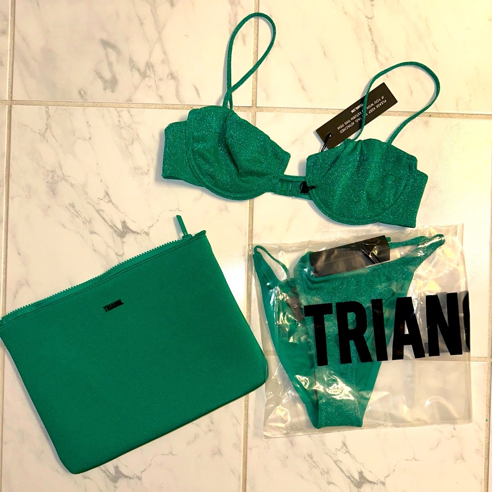 BRAND NEW!! Mala - Jaded Sparkle Triangl Bikini Set. Top and bottom are mediums.